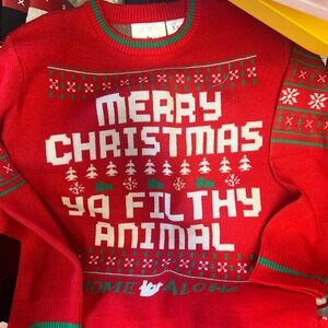 Red "Merry Christmas Ya Filthy Animal" Holiday Sweater